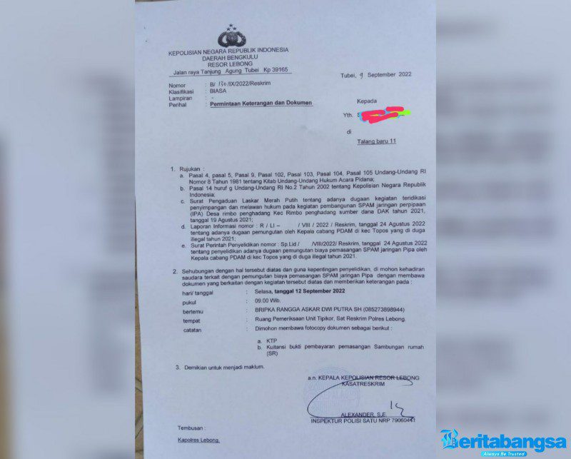 Surat Laporan