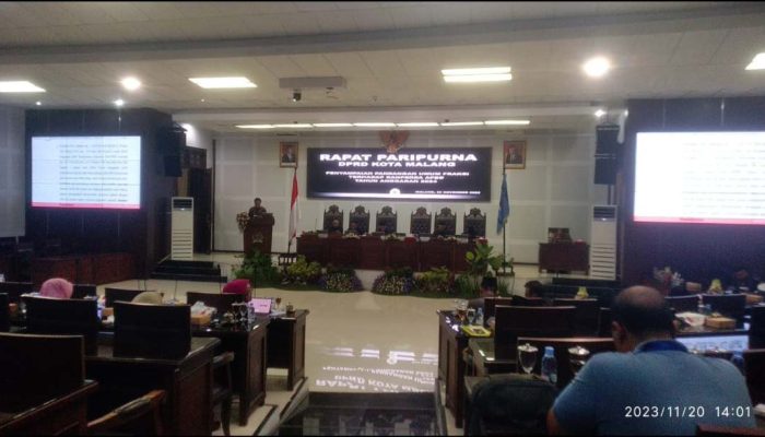Rapat Paripurna DPRD Kota Malang, Sejumlah Fraksi Pertanyakan Penurunan PAD Raperda APBD TA 2024