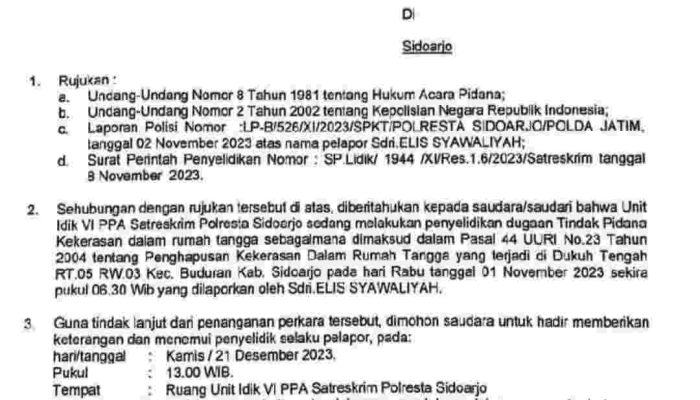 Kasus Oknum Perangkat Desa KDRT Istri Ditangani