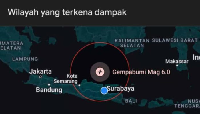 Gempa Bumi Tektonik di Laut Gresik Tak Berpotensi Tsunami