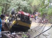Nyalip di Tikungan Truk Tercebur ke Sungai