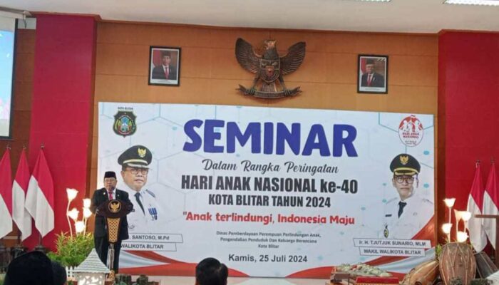 Wali Kota Blitar Santoso, Hadiri Seminar Hari Anak Nasional 2024, Yang Digelar DP3AP2KB