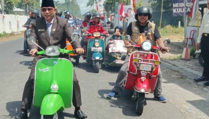 Usai Dilantik, Stack Ponco Gati Pulang Naik Vespa Diiringi Ratusan Pendukung