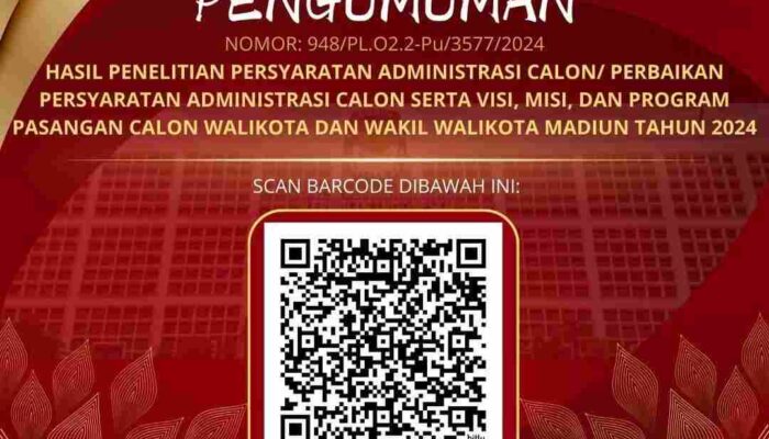 KPU Kota Madiun Nyatakan Tiga Paslon Bacawali Lolos Verifikasi