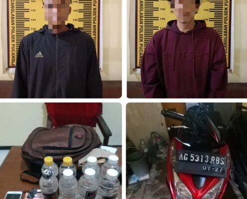 2 Pria Penjual Miras Tanpa Izin Diamankan Polsek Pucanglaban Saat Transaksi