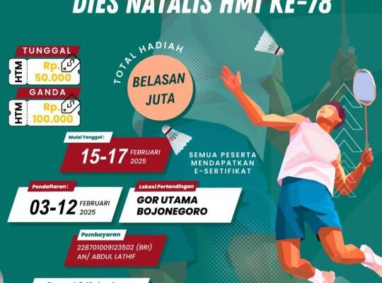 Peringati Dies Natalis ke-78, HMI Adakan Turnamen Badminton