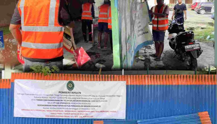 PN Sidoarjo Kembalikan Aset KAI di Stasiun