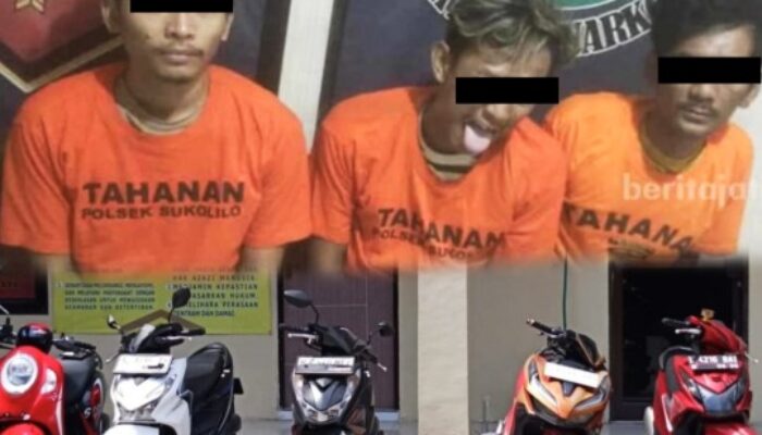 Tim Opsnal Polsek Sukolilo Amankan 3 Pelaku Curanmor dan Residivis