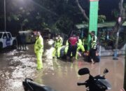 Hujan Deras Air Meluap, Polres Madiun Kota Alihkan Arus Lalin