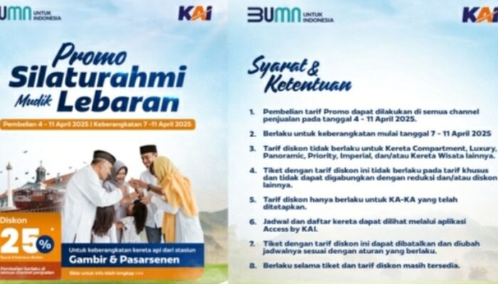 Daop 7 Madiun Berikan Promo Silaturahmi Mudik Lebaran Diskon Hingga 25 Persen