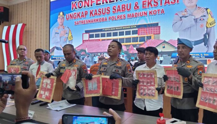 Polres Madiun Kota Ciduk Pengedar Narkoba Kelas Kakap, Sita 1 Kg Sabu dan Ratusan Butir Ekstasi