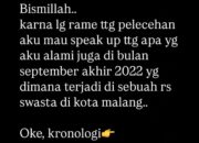 Viral, Dugaan Pelecehan Dokter RS Swasta Malang Terhadap Pasien Cantik