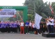 Sambut HUT Bhayangkara ke-79, Polres Madiun Olahraga Bareng di Alun-alun Reksogati