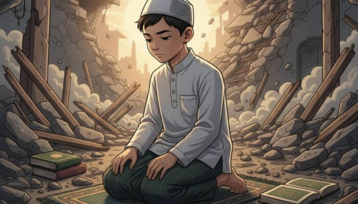 Haikal, Anak Kecil Yang Menegakkan Iman di Bawah Reruntuhan Musala Pondok Pesantren