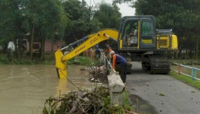 Gerak Cepat PUPR Jombang Bersihkan Sampah di Sungai Afvoer, Cegan Luapan Air
