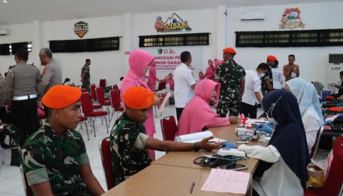 Polres Magetan Aksi Baksos Donor Darah Sambut HUT Bhayangkara ke- 80