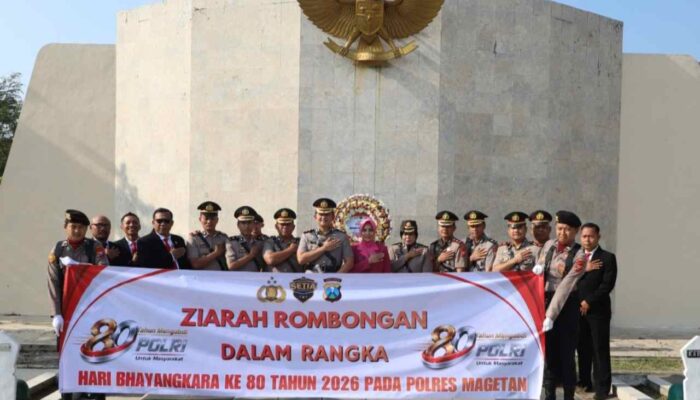 Sambut HUT Bhayangkara ke-80, Polres Magetan Gelar Ziarah dan Tabur Bunga di TMP Yudhonegoro