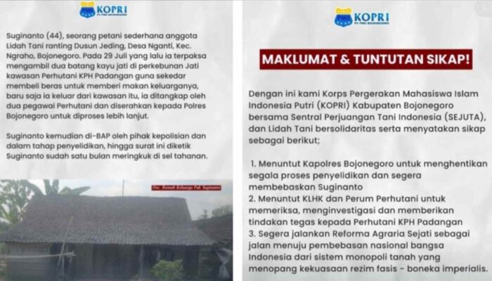 Dukungan Untuk Suginanto: PMII Bojonegoro Desak Restorative Justice